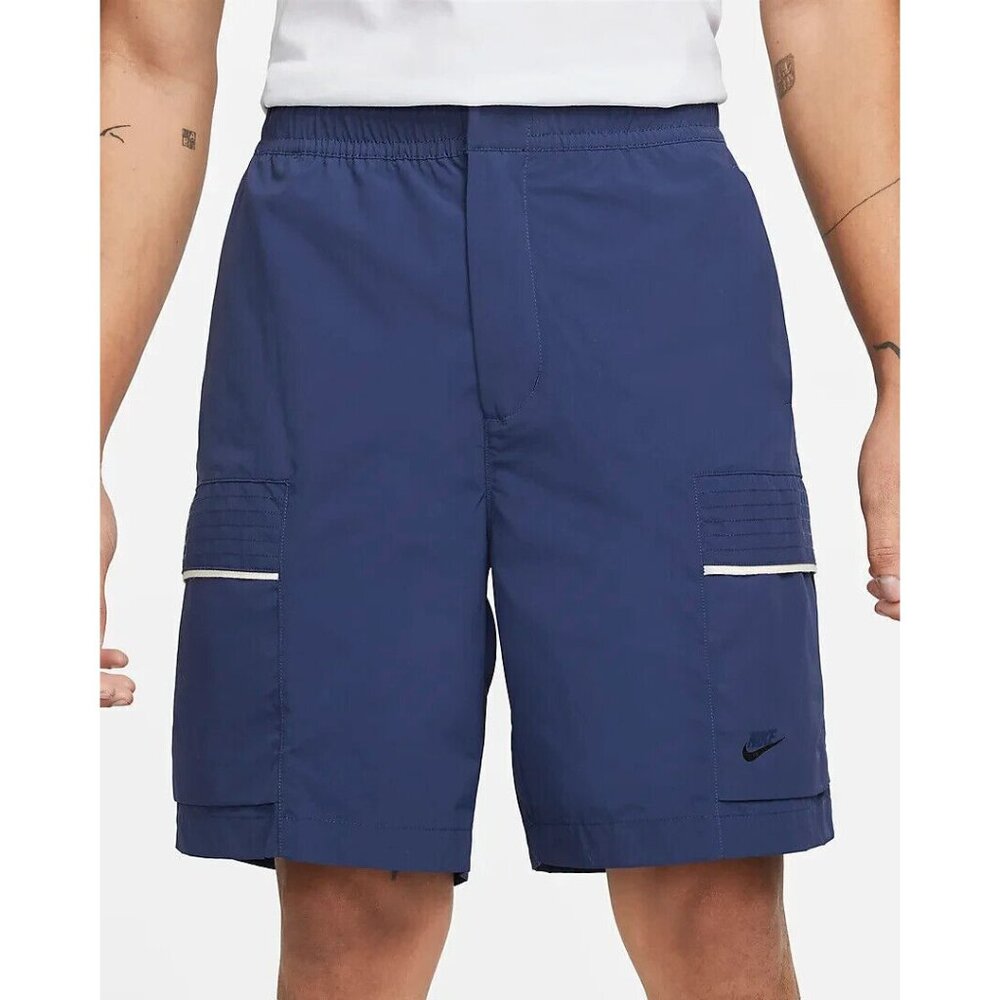 Nike Mens Nylon Utility Sportswear Performance Essentials Navy Blue Woven Shorts